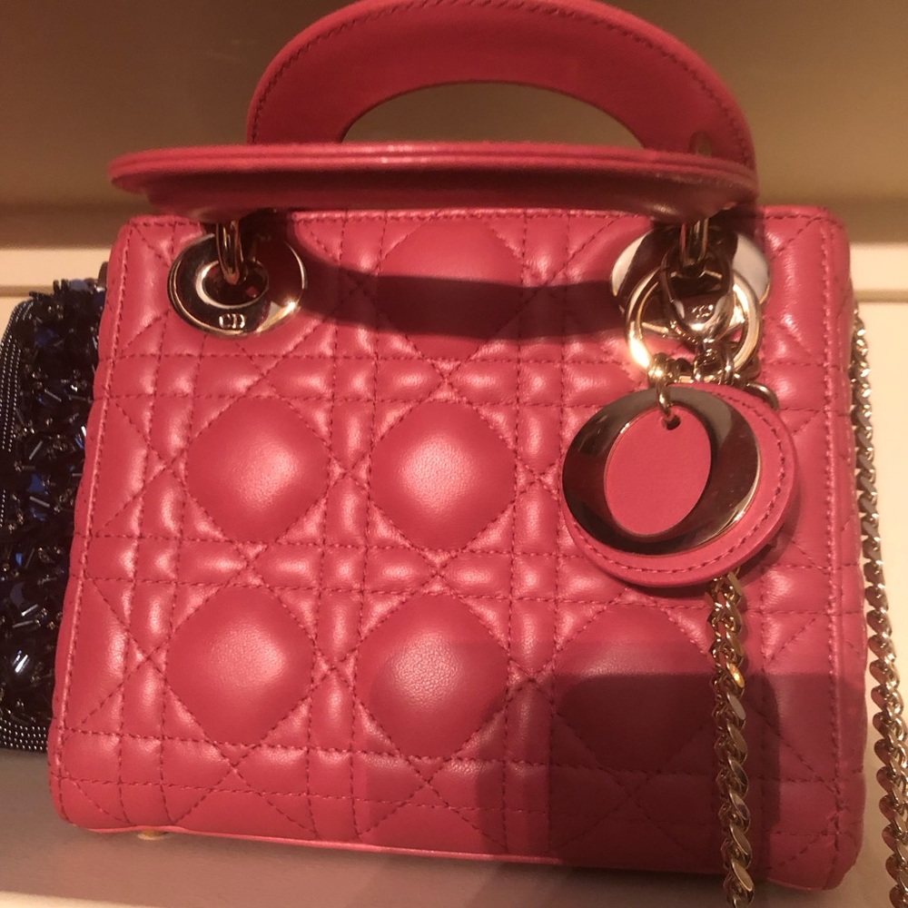 Mini Lady Dior classic bag pink - Picture 9 of 13